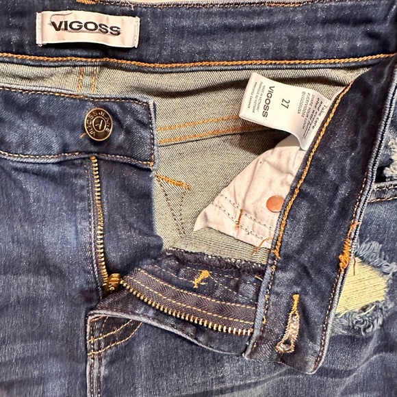 VIGOSS ~ Women's Dark Wash Distressed Denim Skinny Jeans size 27 - Picture 2 of 7